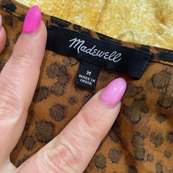 Madewell Flutter-sleeve Wrap Mini Dress In Painted Leopard Print - Picture 11 of 14